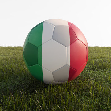 italy soccer ball isolated on grass