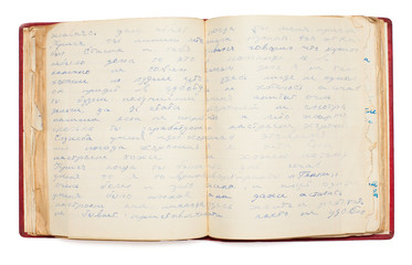 old open book with hand writing