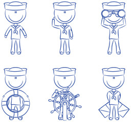 Set of cute sailors