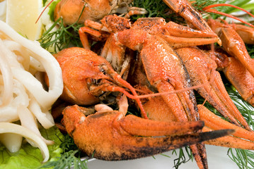 lobsters with salad
