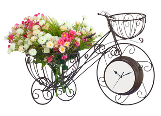 Fototapeta na wymiar Flower on bicycle watch isolated