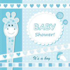 Baby boy announcement card. Vector illustration
