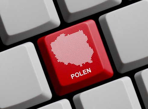 Fototapeta Polen - Umriss auf Tastatur