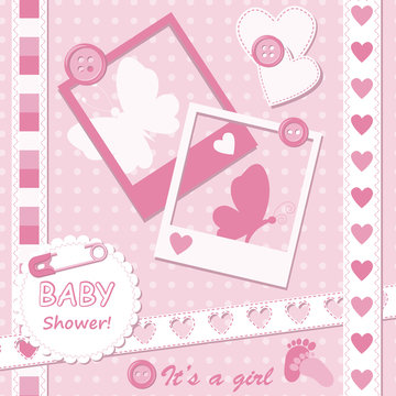 Baby girl greeting card with photo frame