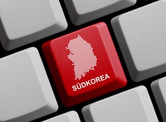Naklejka premium Südkorea - Umriss auf Tastatur