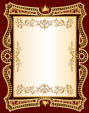 brown background frame with gold(en) pattern