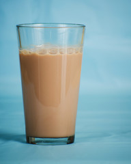 Low-fat chocolate milk in glass