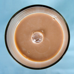 Low-fat chocolate milk in glass