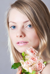 Fototapeta premium Close up portrait of a beautiful female model.