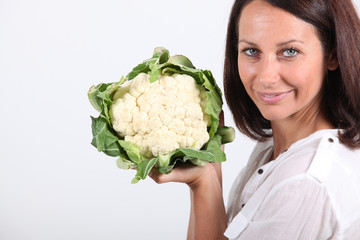 Woman with cauliflower