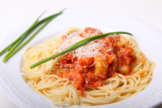 delicous spaghetti with chive