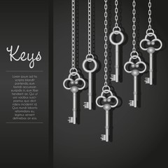 Fototapeta na wymiar old keys with link chain