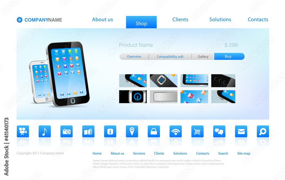 Wall mural website concept online store. touchscreen devices