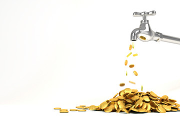 3d Golden Coin from Faucet