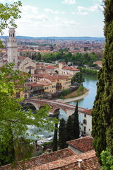 Panoramic view of Verona, Italy - obrazy, fototapety, plakaty