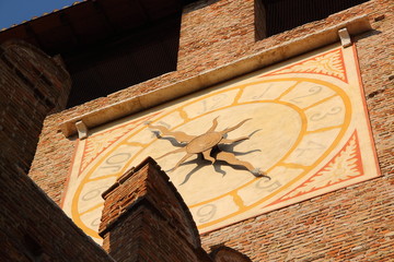 Clock of old Castle in Verona, Italy