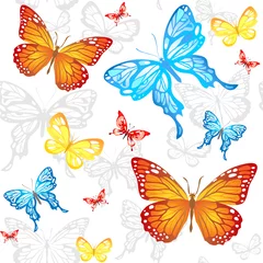 Crédence de cuisine en verre imprimé Papillon Modèle sans couture de papillons