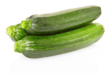 Zucchini or courgette on white, clipping path included