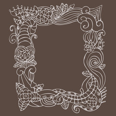 flower ornament frame doodle corner vector