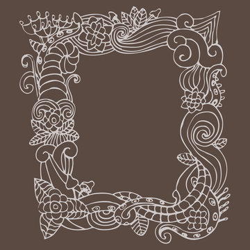 flower ornament frame doodle corner vector