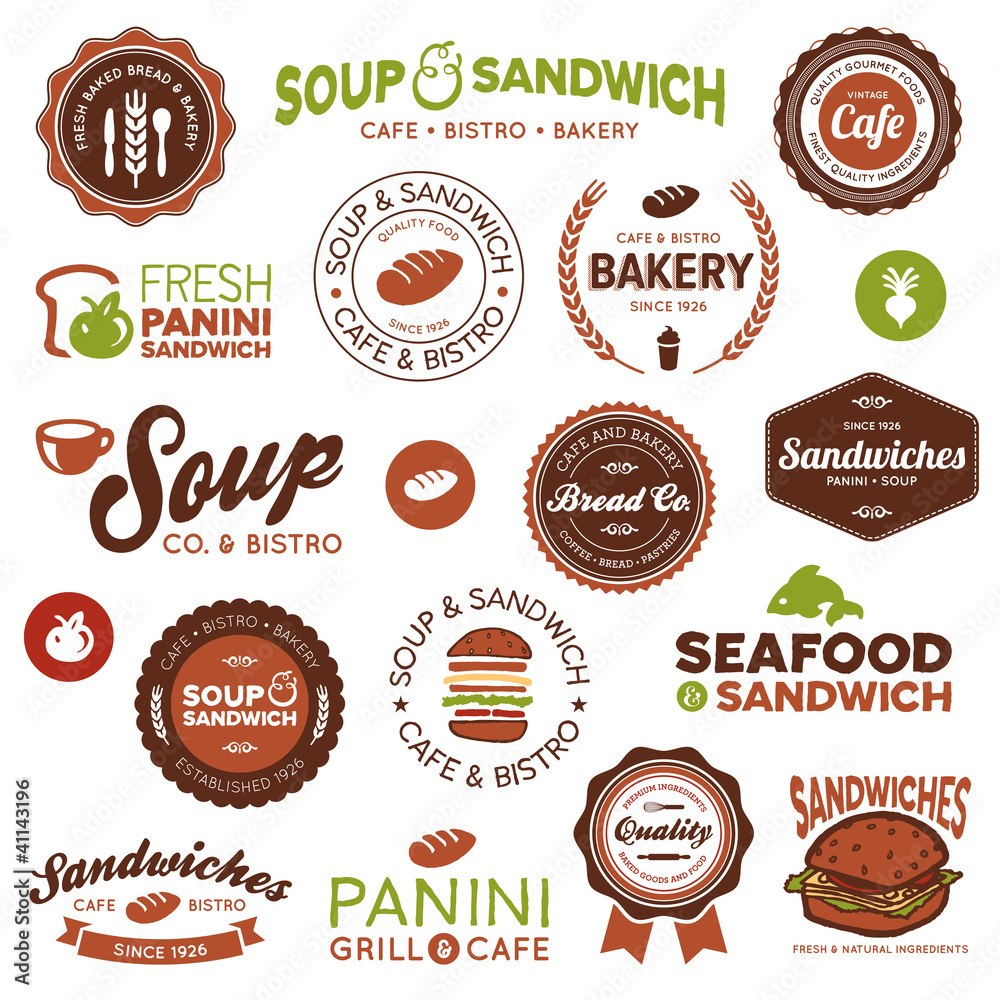 Wall mural sandwich bistro labels