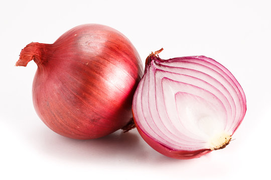 Red onion isolated on white.