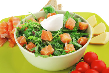 salad with salmon on bread