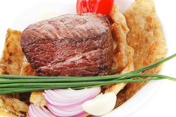 meat food : roasted fillet mignon on bread