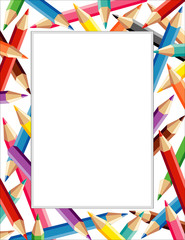 Colored Pencils Frame, copy space for posters, school, education