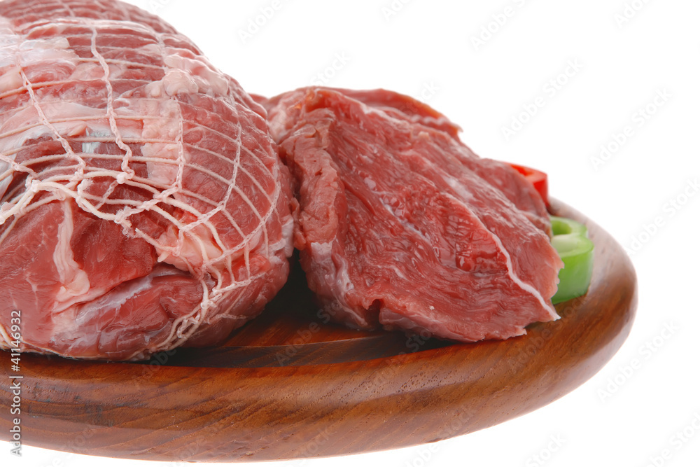 Canvas Prints raw meat on wooden board