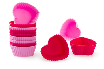 Red and pink Heart Shaped Silicon Bun Cases.
