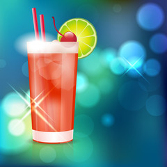 Cocktail on shiny background - place for text. Vector file.