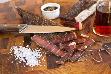Foto auf Acrylglas The culinary tradition of making South African biltong © samjbasch