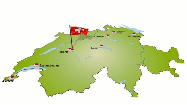 Schweiz mit wehender Fahne