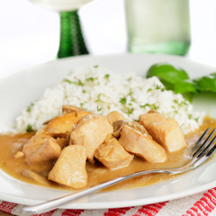 Putenragout mit Reis