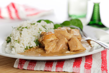 Putenragout mit Reis
