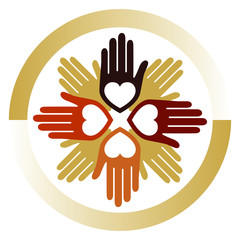 United loving hands design vector.