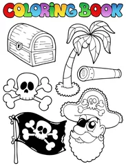 Peel and stick wall murals DIY Coloring book with pirate topic 7
