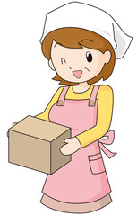 荷物を運ぶ主婦　イラスト　素材　ベクター