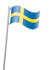 Swedish flag on flagpole vector illustration