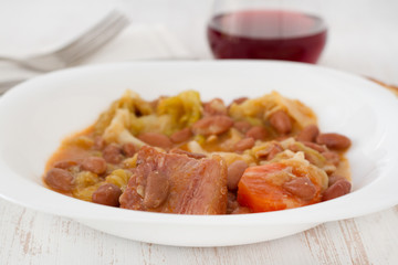 Feijoada Portuguesa in the white plate
