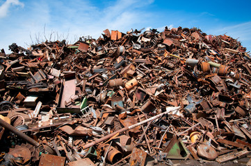 Iron scrap metal compacted to recycle