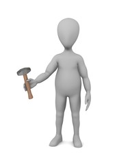 3d render of cartoon character with hammer