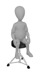 3d render of cartoon character on chair