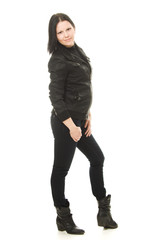 Cowboy woman on a white background.