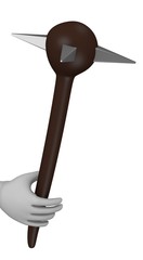 3d render of cartoon character with spiked club