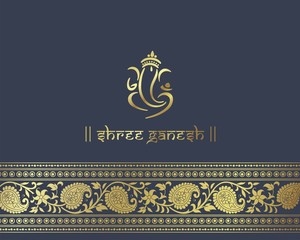 Ganesha, traditional Hindu wedding card design, India