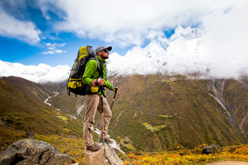 Obraz premium Hiking in Himalaya mountains