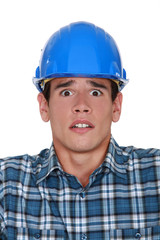 Worried construction worker