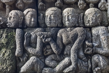 Carved stone at Borobudur temple